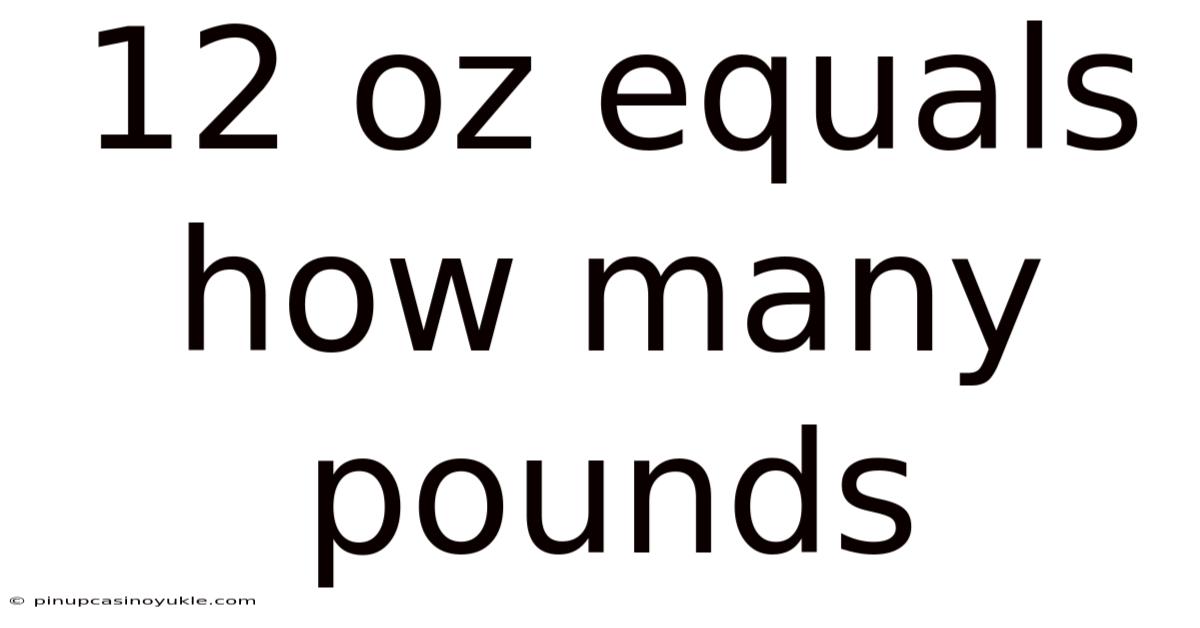 12 Oz Equals How Many Pounds