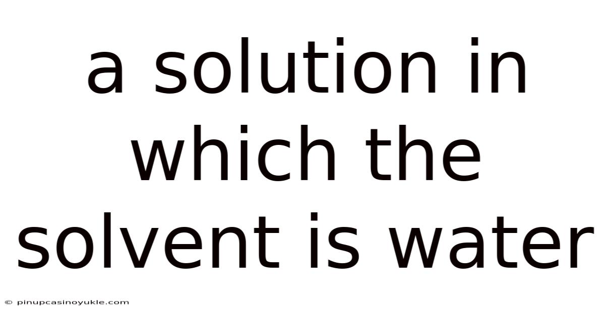 A Solution In Which The Solvent Is Water