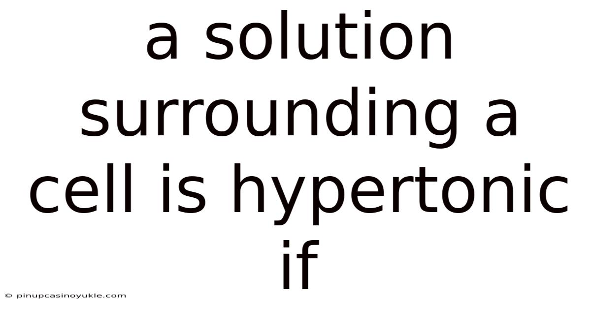 A Solution Surrounding A Cell Is Hypertonic If