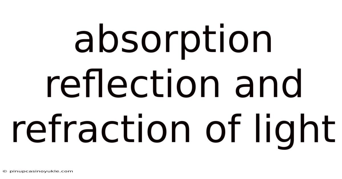 Absorption Reflection And Refraction Of Light