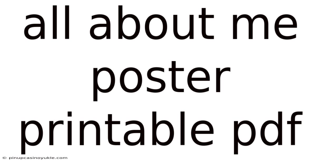 All About Me Poster Printable Pdf