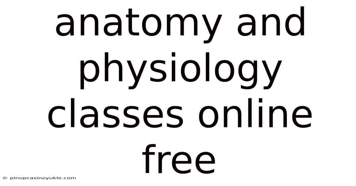 Anatomy And Physiology Classes Online Free