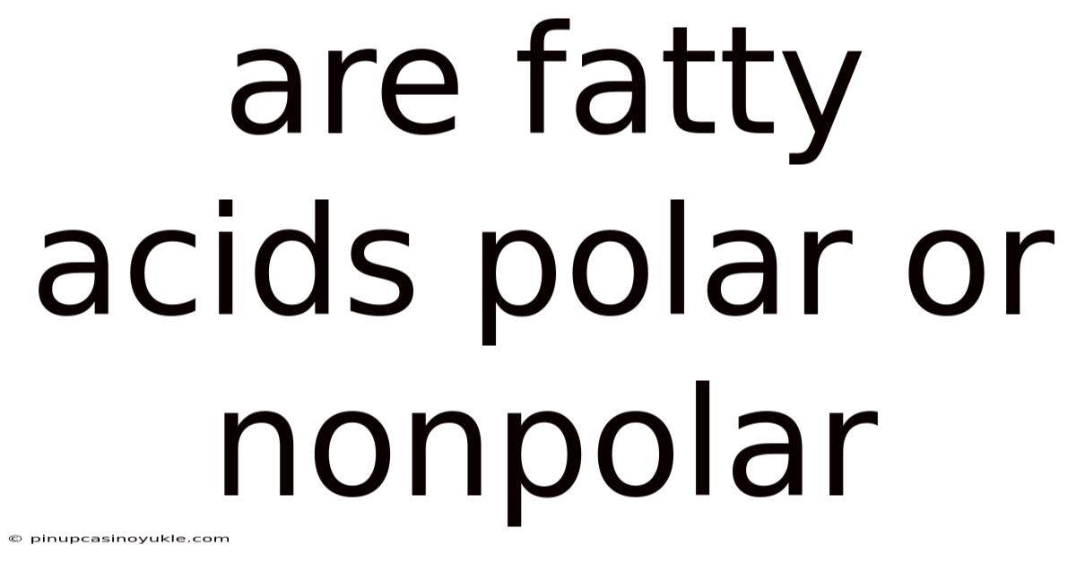 Are Fatty Acids Polar Or Nonpolar
