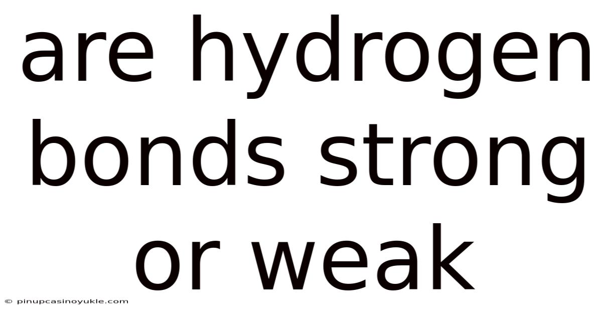 Are Hydrogen Bonds Strong Or Weak