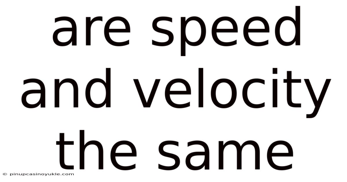 Are Speed And Velocity The Same