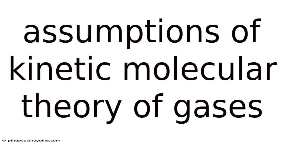 Assumptions Of Kinetic Molecular Theory Of Gases
