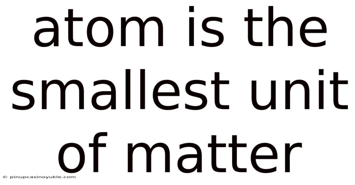 Atom Is The Smallest Unit Of Matter