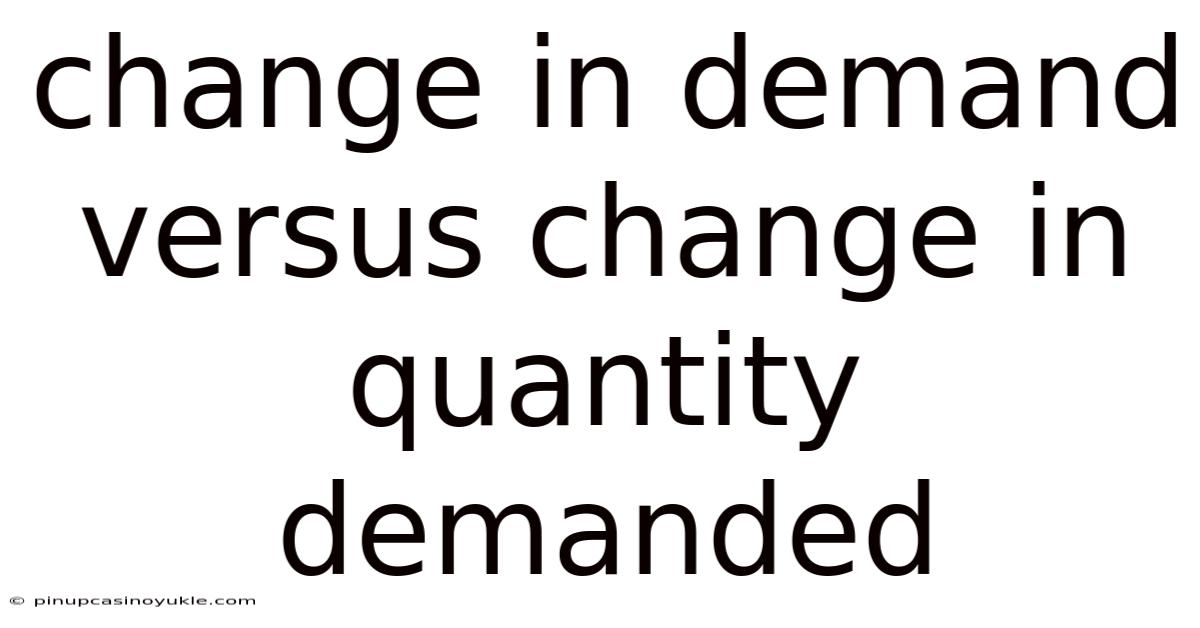Change In Demand Versus Change In Quantity Demanded