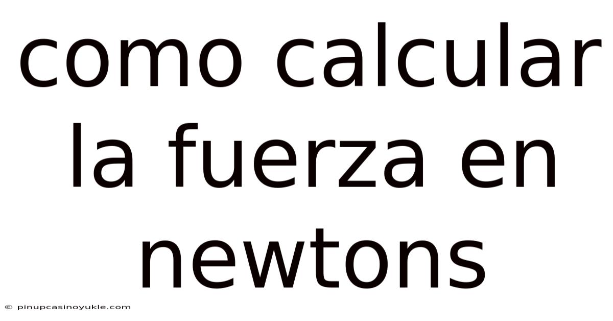 Como Calcular La Fuerza En Newtons