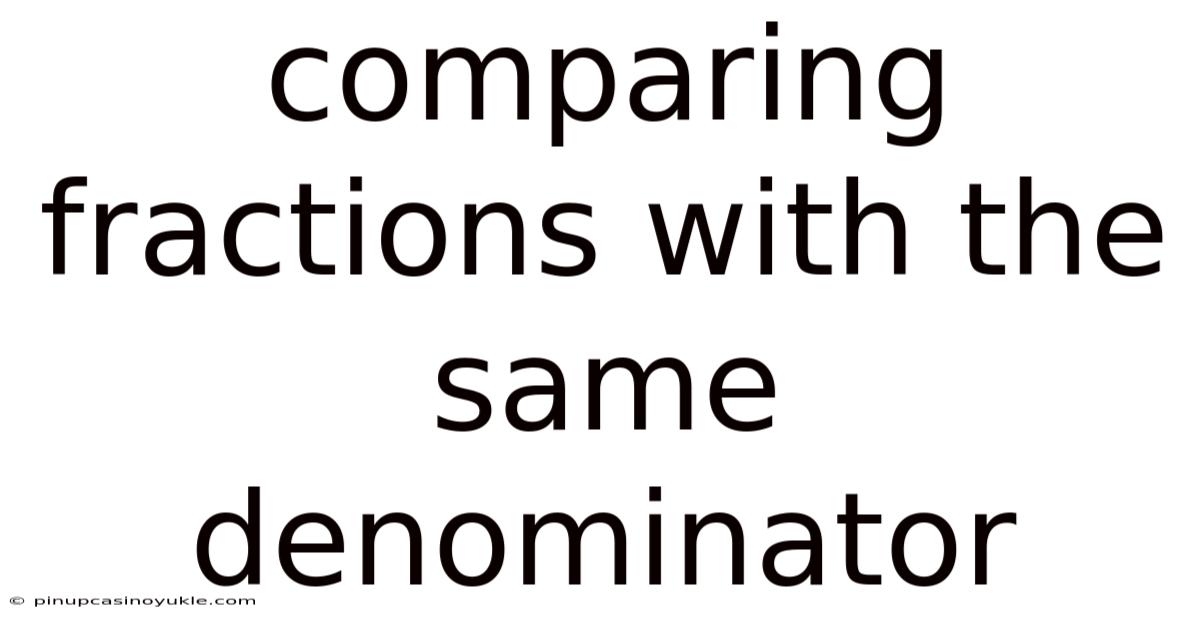 Comparing Fractions With The Same Denominator