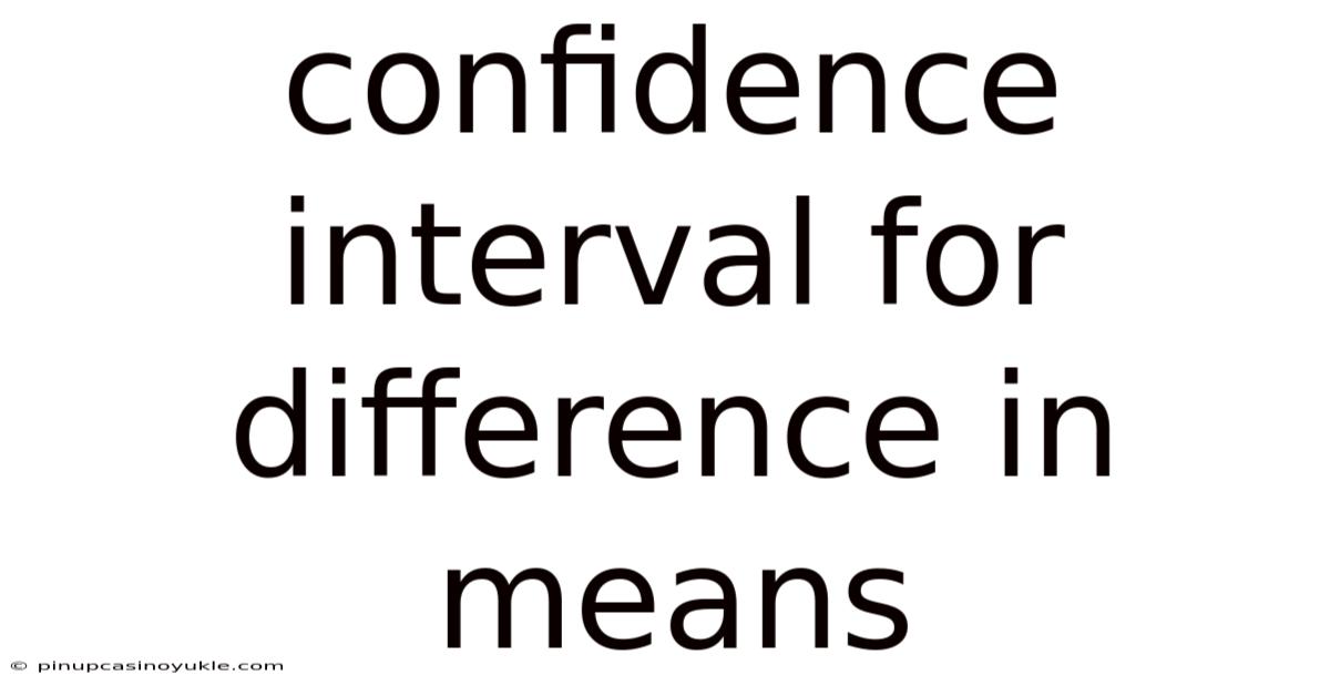 Confidence Interval For Difference In Means