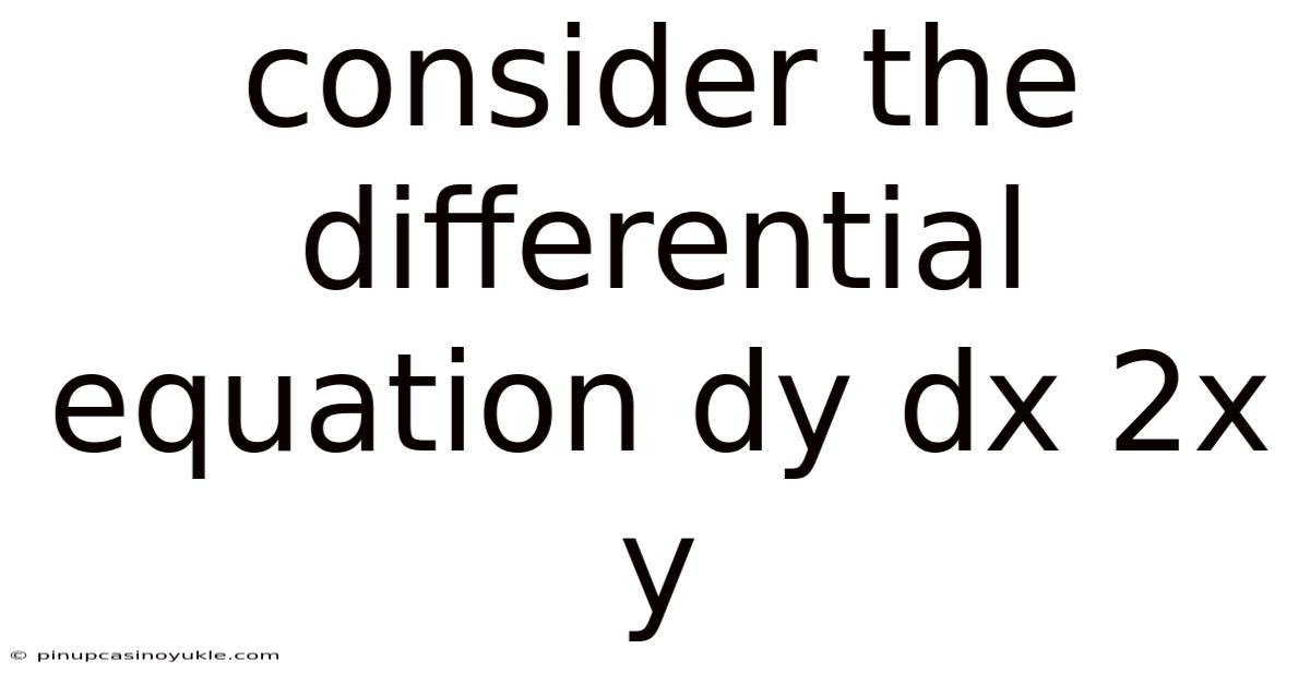Consider The Differential Equation Dy Dx 2x Y