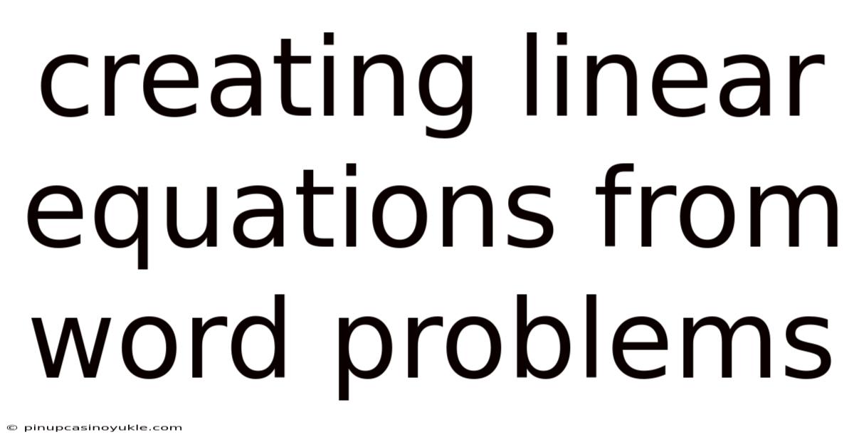 Creating Linear Equations From Word Problems