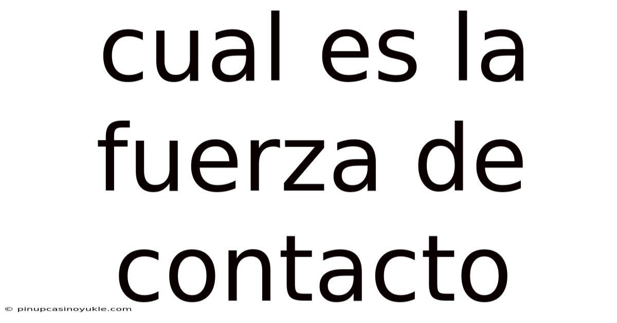 Cual Es La Fuerza De Contacto