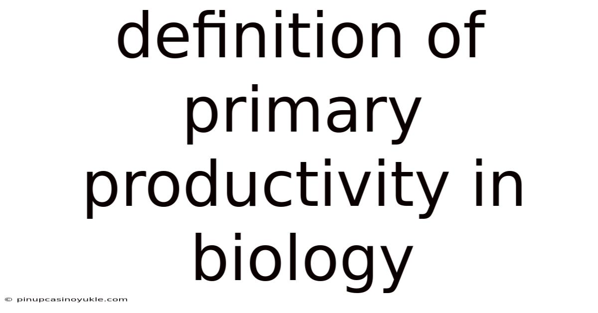 Definition Of Primary Productivity In Biology