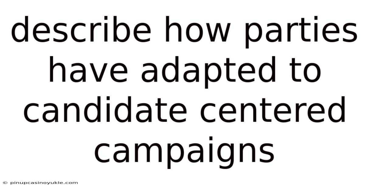 Describe How Parties Have Adapted To Candidate Centered Campaigns