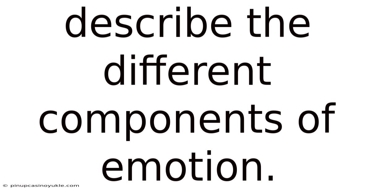 Describe The Different Components Of Emotion.
