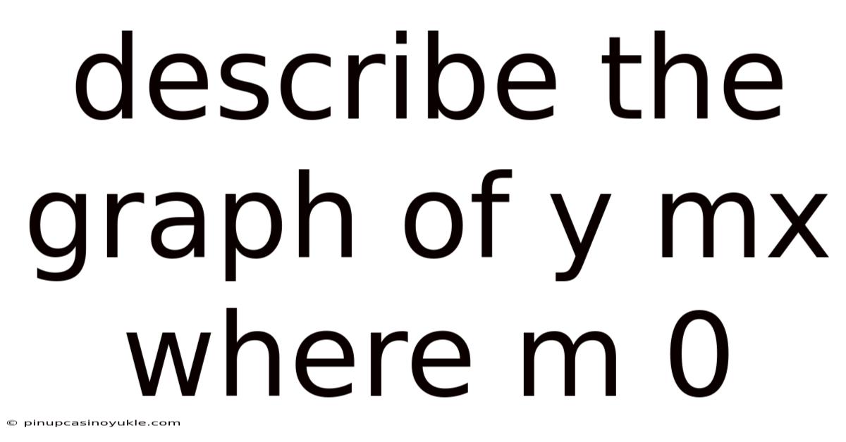 Describe The Graph Of Y Mx Where M 0