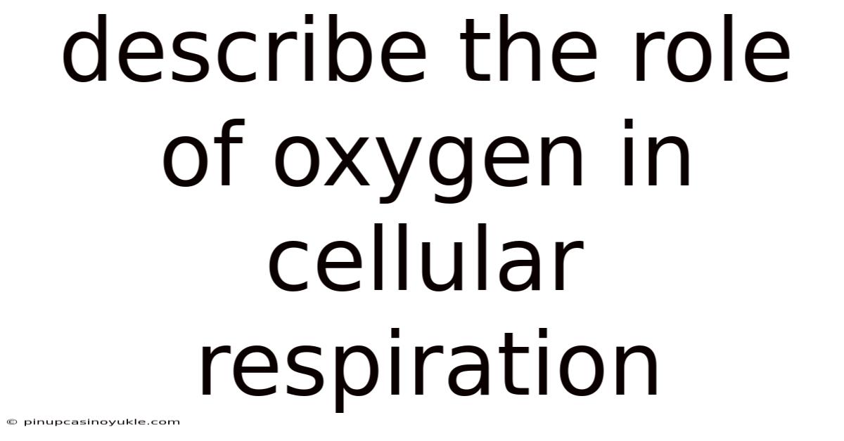 Describe The Role Of Oxygen In Cellular Respiration