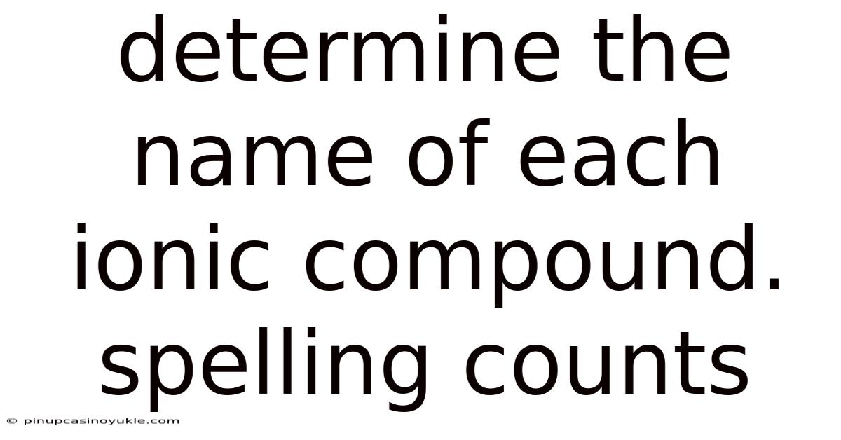 Determine The Name Of Each Ionic Compound. Spelling Counts