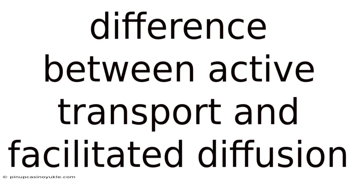 Difference Between Active Transport And Facilitated Diffusion