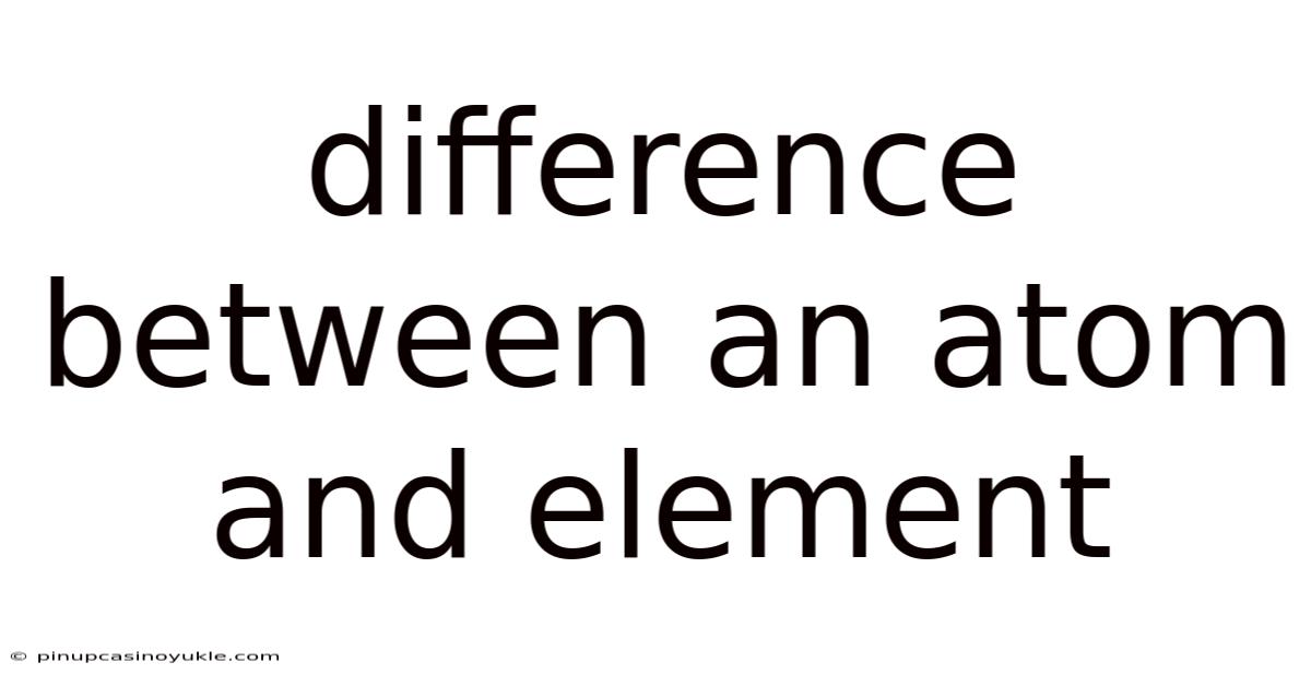 Difference Between An Atom And Element