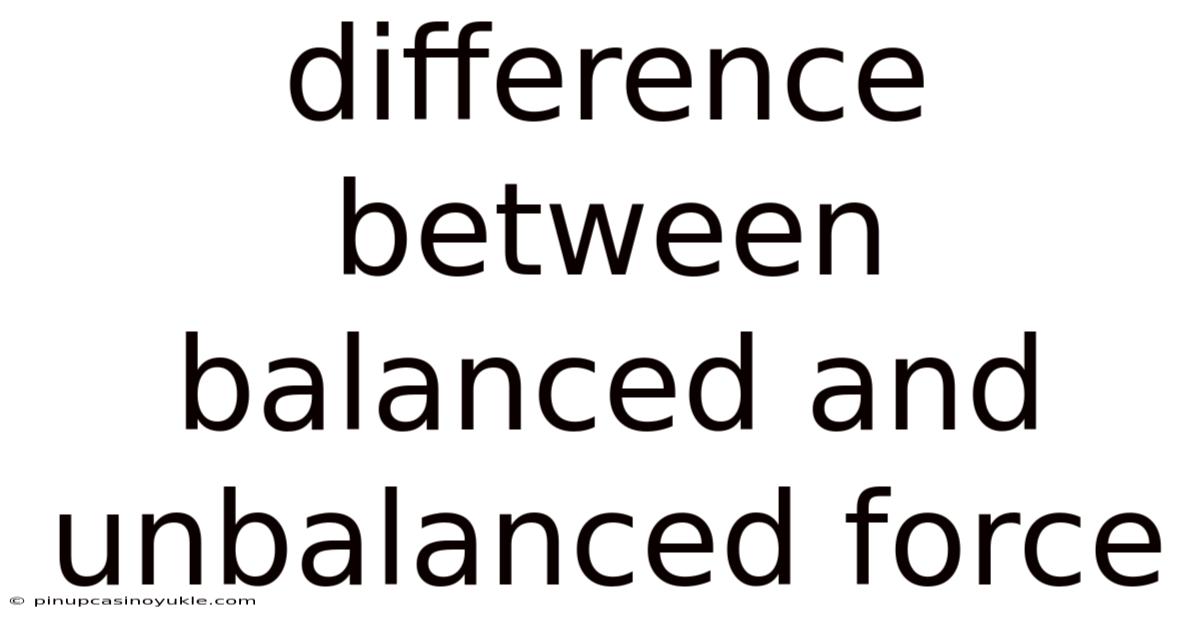 Difference Between Balanced And Unbalanced Force