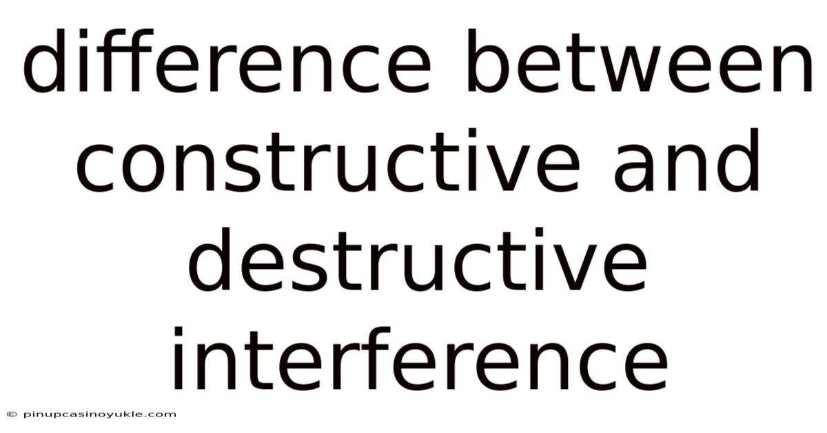Difference Between Constructive And Destructive Interference