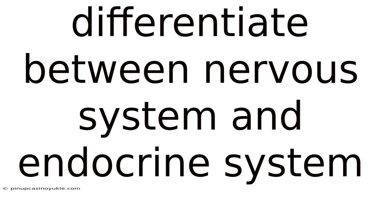 Differentiate Between Nervous System And Endocrine System