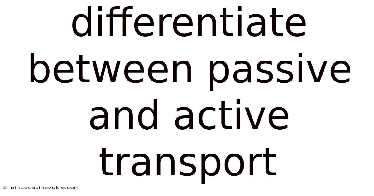 Differentiate Between Passive And Active Transport