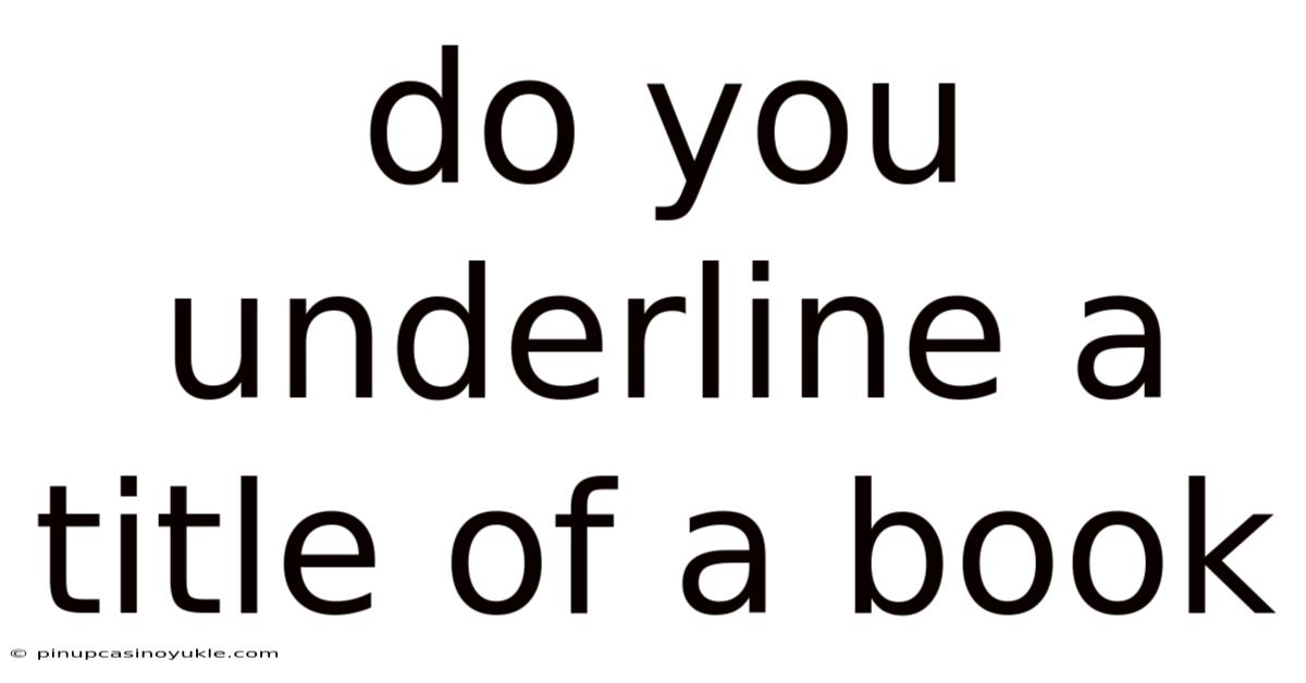 Do You Underline A Title Of A Book