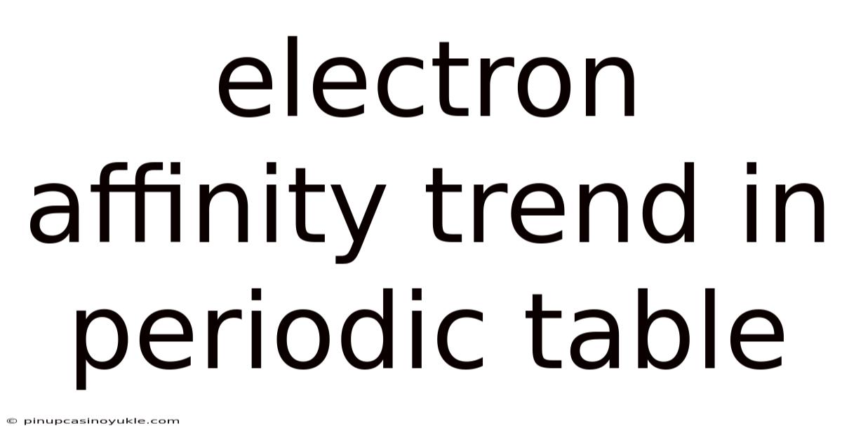 Electron Affinity Trend In Periodic Table