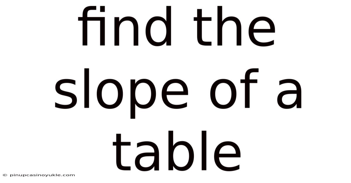 Find The Slope Of A Table
