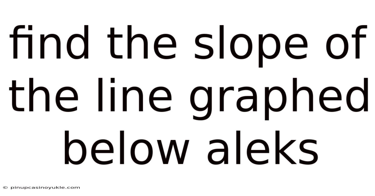 Find The Slope Of The Line Graphed Below Aleks