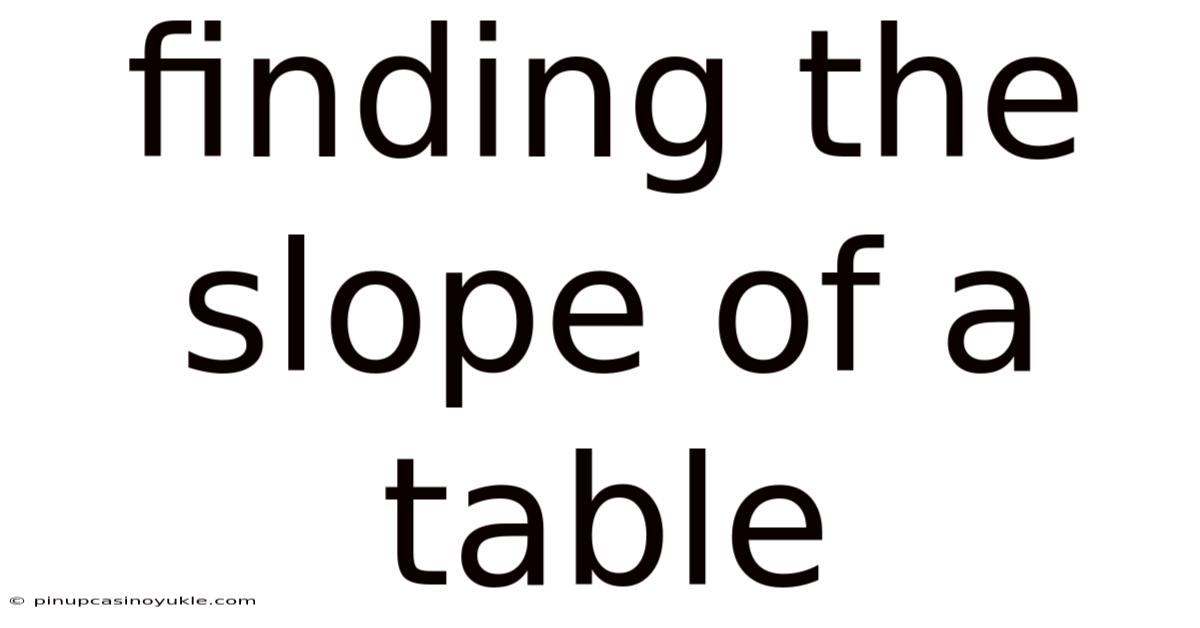 Finding The Slope Of A Table