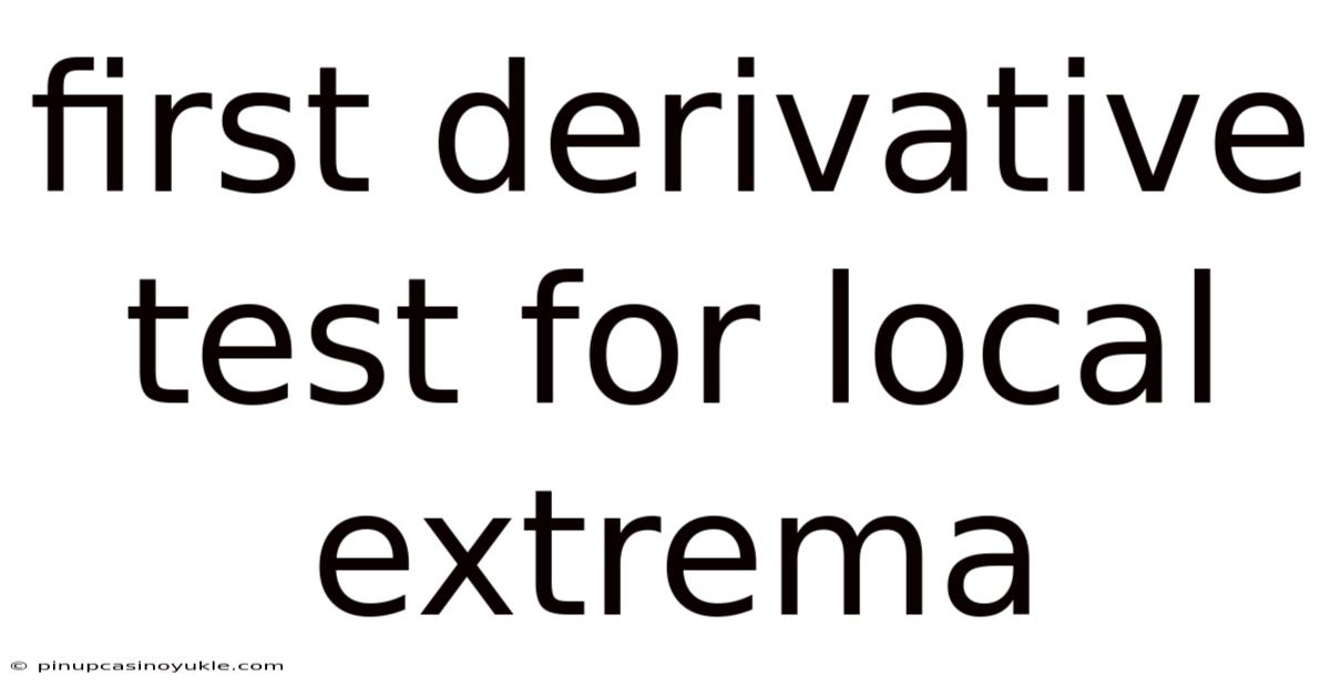 First Derivative Test For Local Extrema