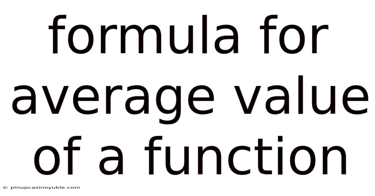 Formula For Average Value Of A Function