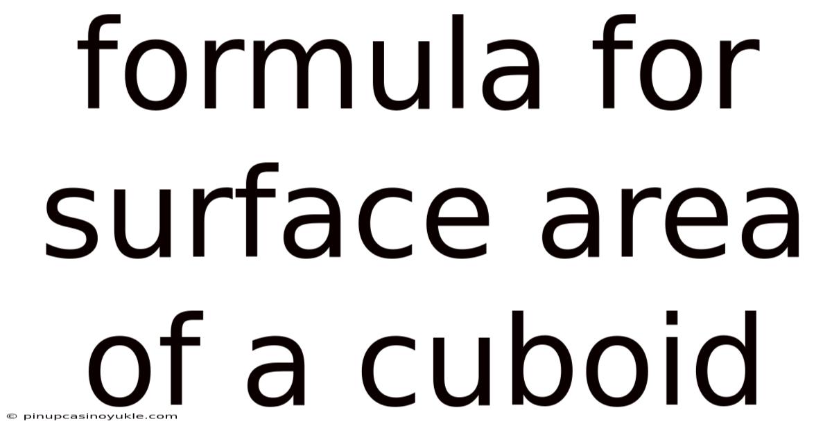 Formula For Surface Area Of A Cuboid