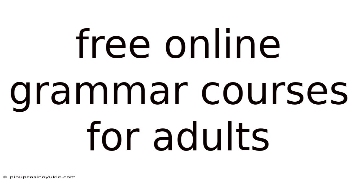 Free Online Grammar Courses For Adults