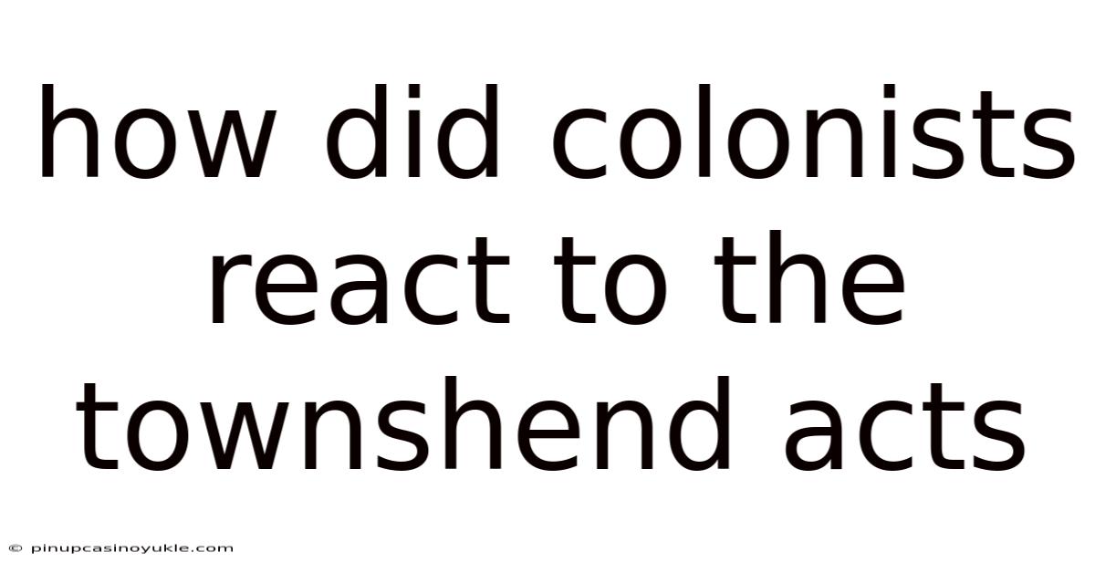 How Did Colonists React To The Townshend Acts