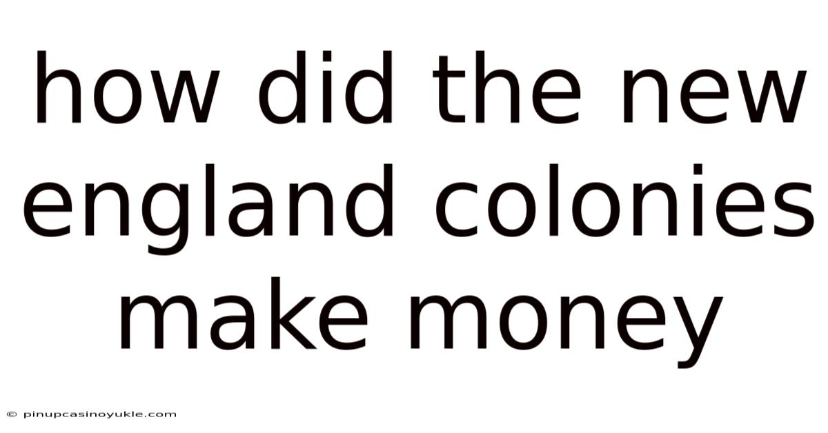 How Did The New England Colonies Make Money