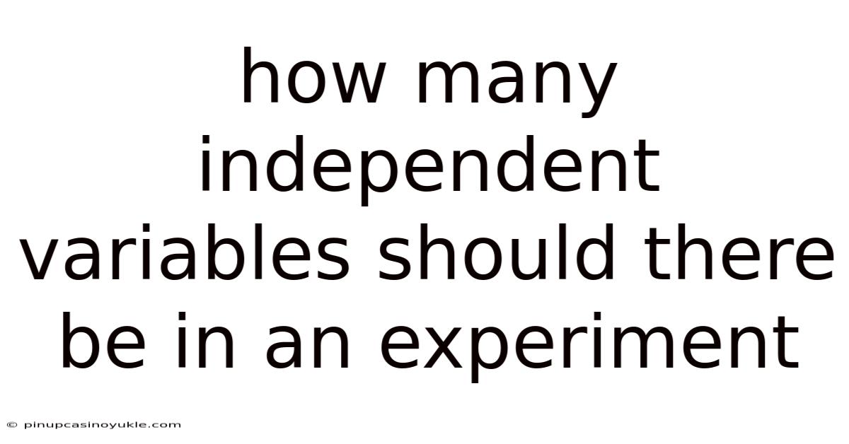 How Many Independent Variables Should There Be In An Experiment