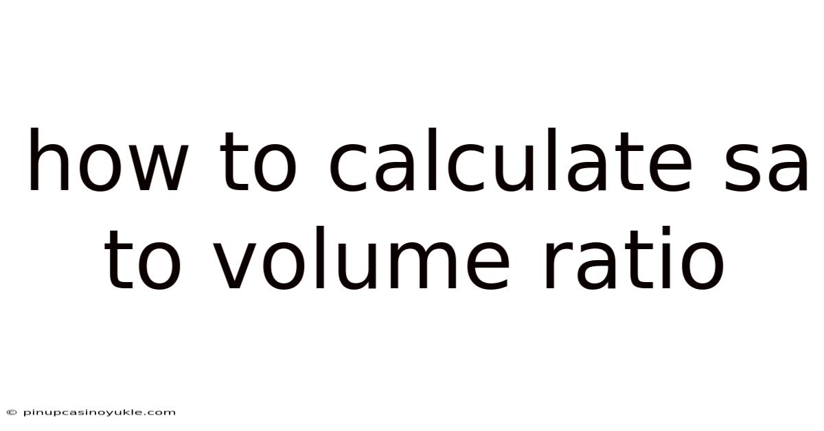 How To Calculate Sa To Volume Ratio