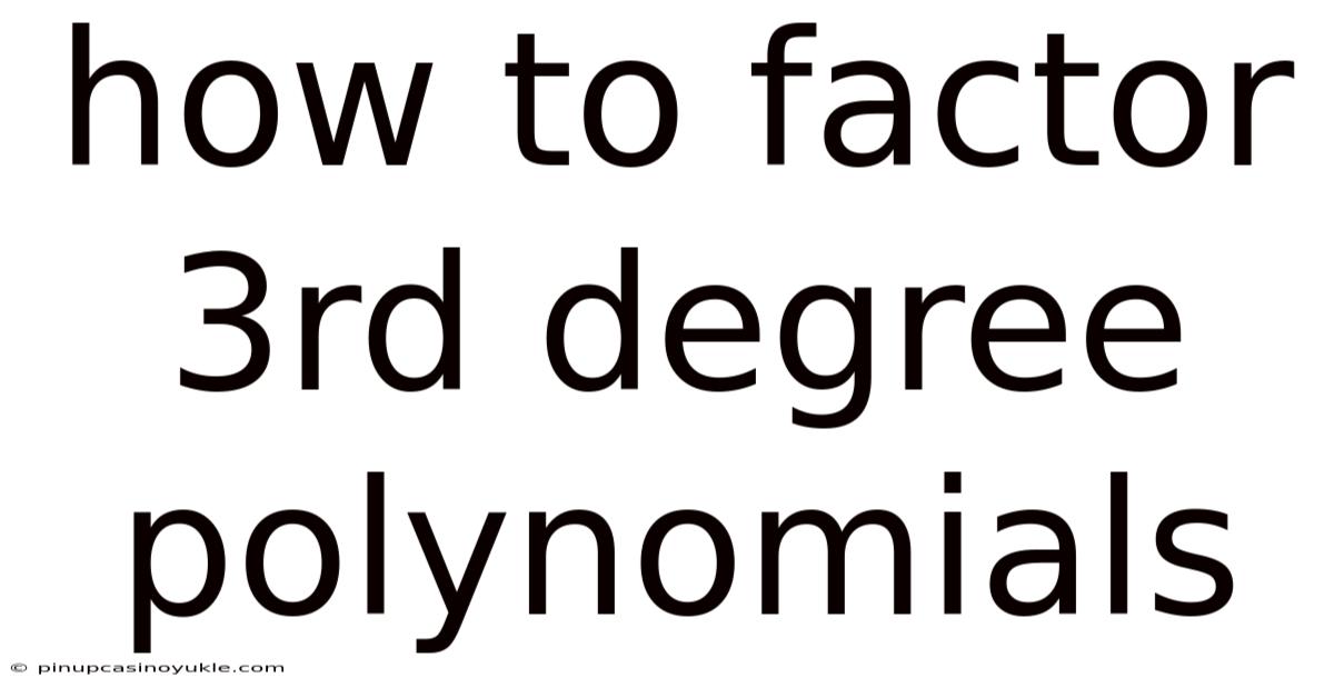 How To Factor 3rd Degree Polynomials
