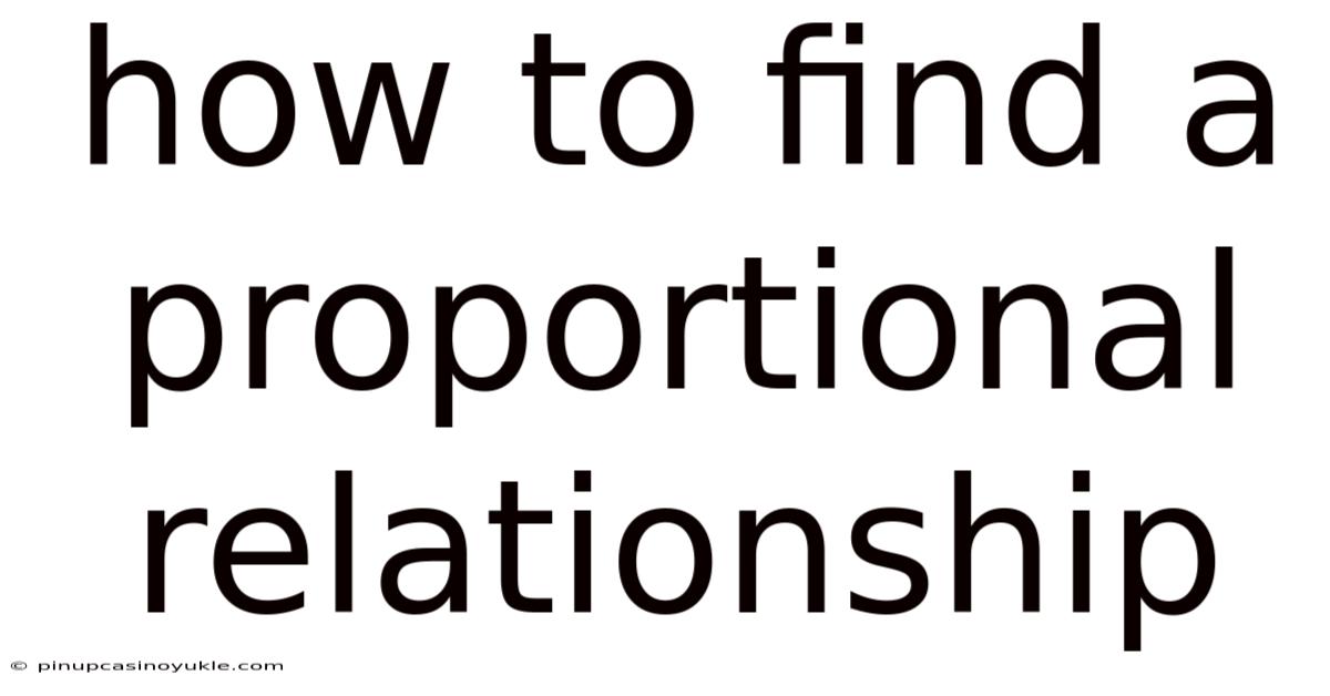 How To Find A Proportional Relationship