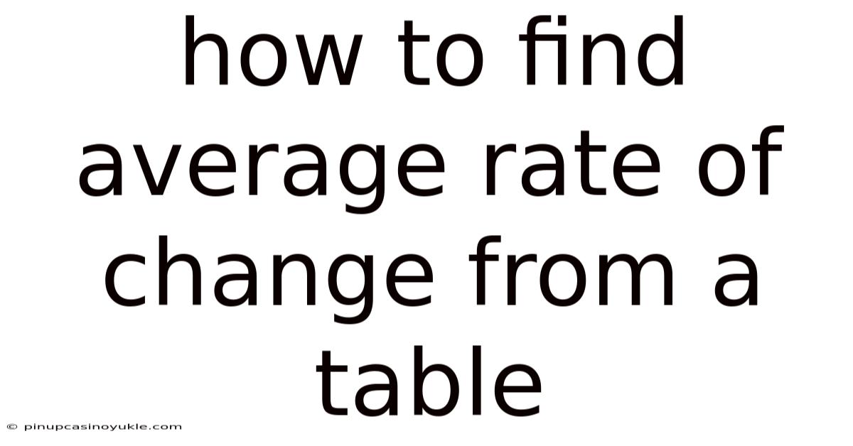 How To Find Average Rate Of Change From A Table