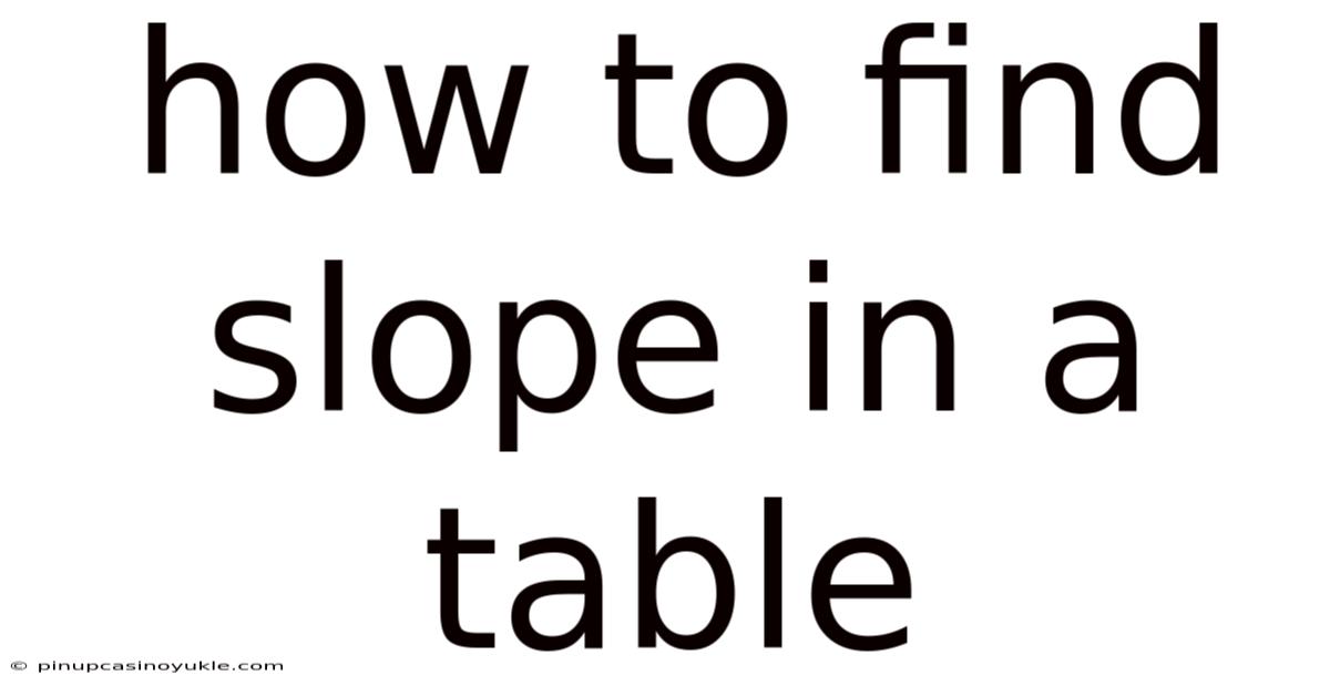 How To Find Slope In A Table