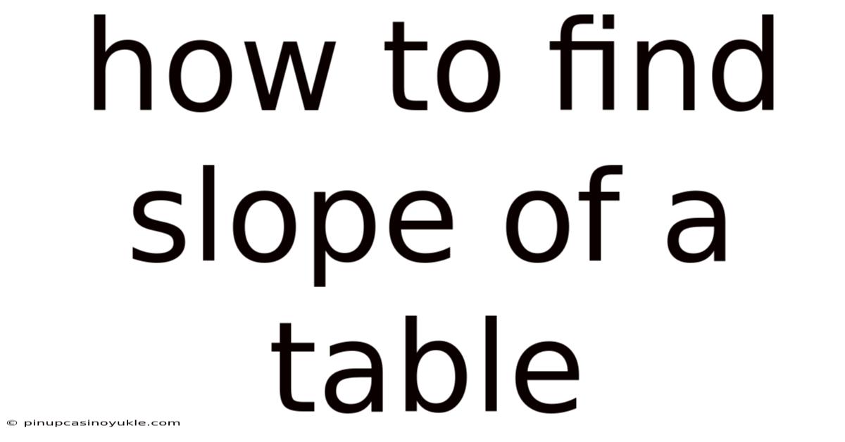 How To Find Slope Of A Table