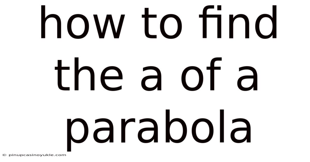 How To Find The A Of A Parabola
