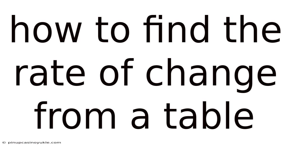 How To Find The Rate Of Change From A Table